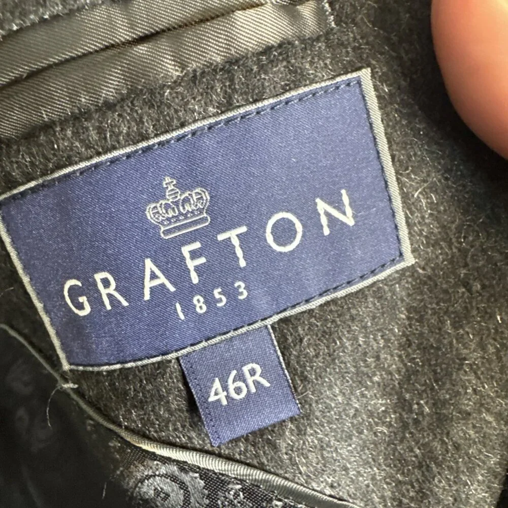 Grafton 100% Cashmere Blazer Jacket Men 46 Charcoal Gray Sports‎ Coat